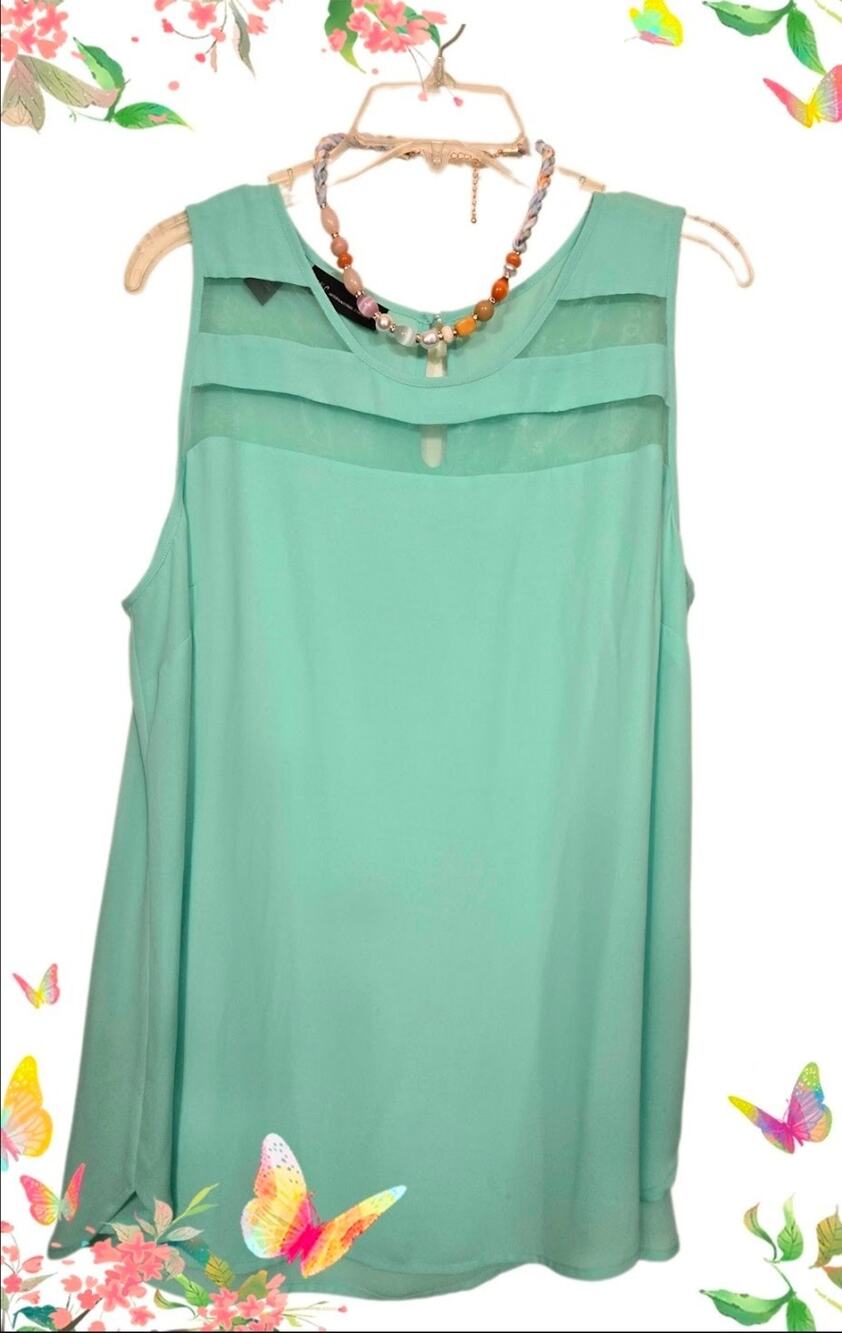 Pretty INC International Concepts Mint Green Sleeveless Tank Women's Size 16 XL